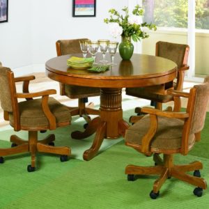 Oak Wood Convertible 5 pc Game Table Set