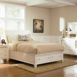 Sandy Beach (White) Queen Storage Bed, Dresser, Mirror, & Nightstand Set