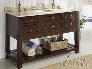 Ursa Cherry Finish Sink w/White Marble Top