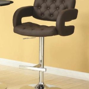 Contemporary Adjustable Height Brown Bar Stool