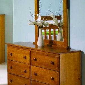 Honey Oak Dresser & Mirror