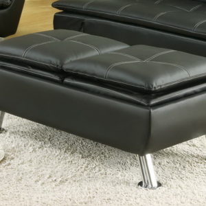 Leather Like Vinyl Black Storage Ottoman