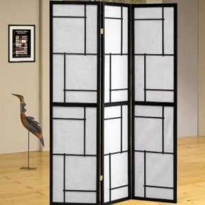 Black 3 Panel Folding Screen