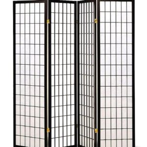 Black 4 Panel Room Divider