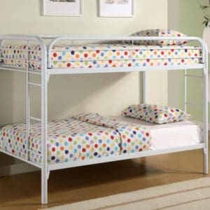 White Twin/Twin Bunk Bed with Mattresses
