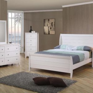 Selena Youth Twin Size Sleigh Bed, Dresser, Mirror & Nightstand Set