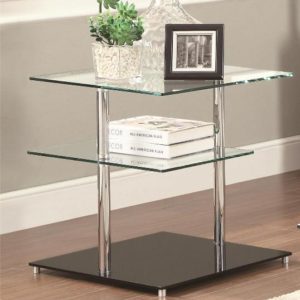 Square Tempered Glass Tiered End Table