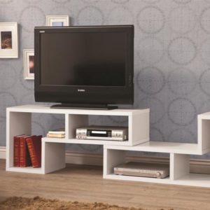 White Convertible TV Console and Bookcase Combination