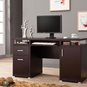 Cappuccino Computer Desk with 2 Drawers & Cabinet