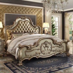 Dresden Gold Patina King Bed, Dresser, Mirror, & Nightstand Set