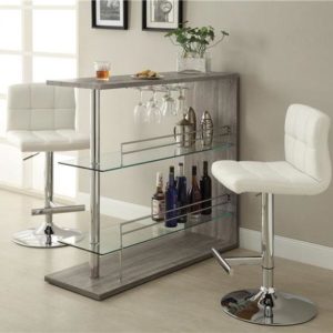 Weathered Grey Bar Table with Bar Stools