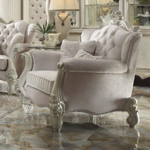 Versailles Bone White Finish/ Ivory Velvet Chair