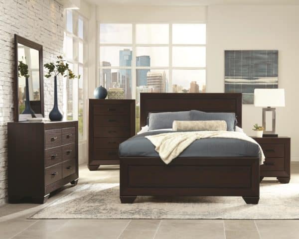Fenbrook Dark Cocoa Queen Bed, Dresser, Mirror, & Nightstand