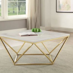 Faux Carrera Marble Top Coffee Table