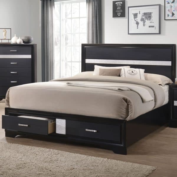 Miranda Black Queen Size Storage Bed