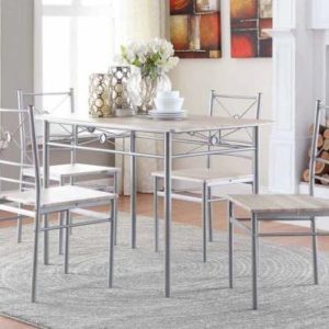 Brushed Silver 5 Piece Dining Room Set