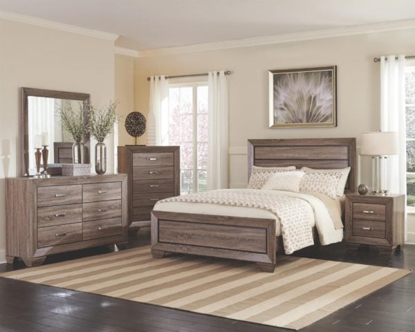 Kauffman Califonia King Bed, Dresser, Mirror, & Nightstand