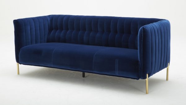 Deco Blue Fabric Sofa and Love Seat