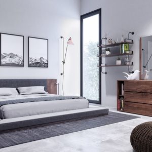 Nova Domus Jagger Queen Modern Dark Grey & Walnut Bedroom Set