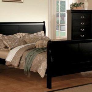 Louis Philippe III Black Finish King Size Bed