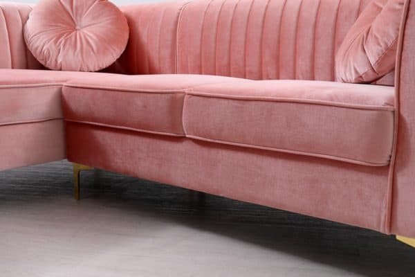 Divani Casa Rachel Modern Pink Velvet Sectional Sofa - Image 2