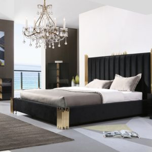 Modrest Token Modern Queen Black & Gold Bedroom Set