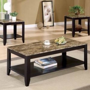 3 pcs Coffee & End Tables w/ Marble Look Top