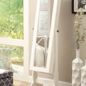 White Jewelry Cheval Mirror