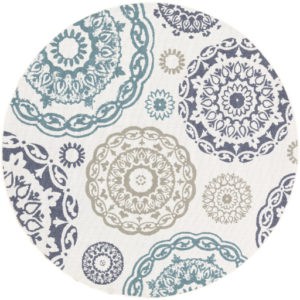 Alfresco Teal 5'3" Round Rug