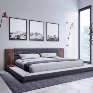 Nova Domus Queen Size Jagger Modern Dark Grey & Walnut Bed