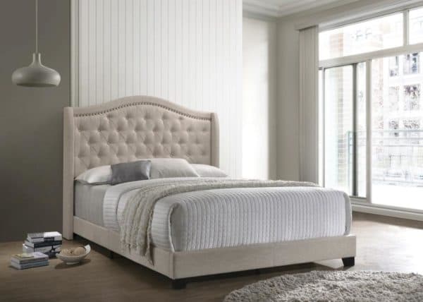 Sonoma Upholstered Beige King Size Bed
