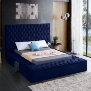 Bliss Blue Velvet Twin Size Bed