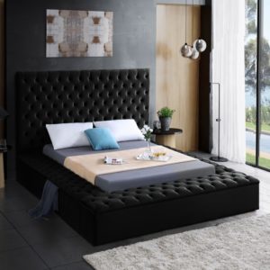 Bliss Black Velvet Twin Size Bed