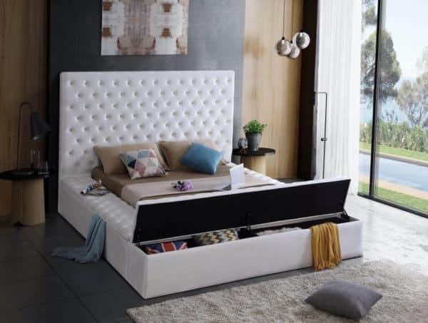 Bliss White Queen Velvet Bed - Image 4