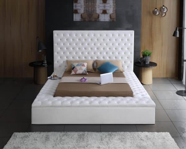 Bliss White Queen Velvet Bed - Image 3