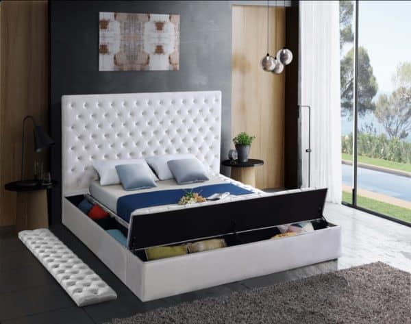 Bliss White Queen Velvet Bed - Image 2