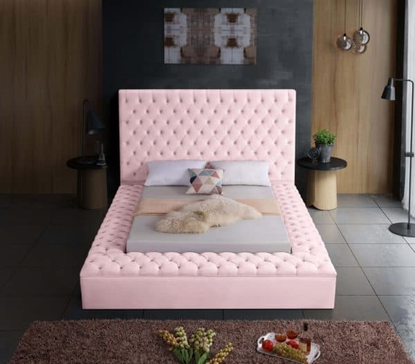 Bliss Pink Velvet Twin Size Bed - Image 4