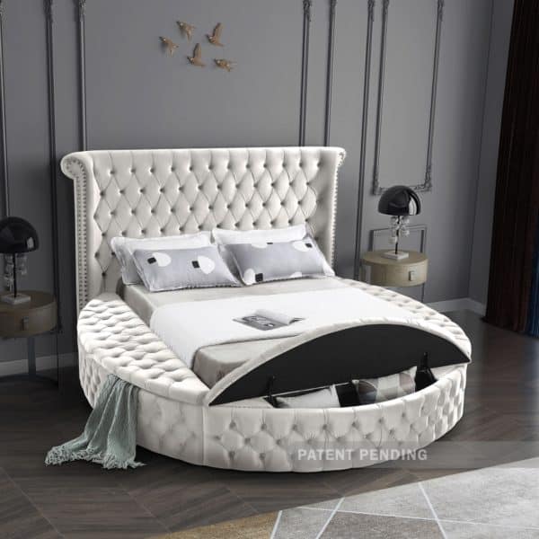 Luxus Cream Velvet Full Bed - Image 2