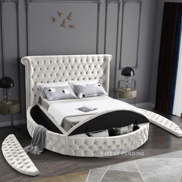Luxus Cream Velvet Full Bed - Image 4