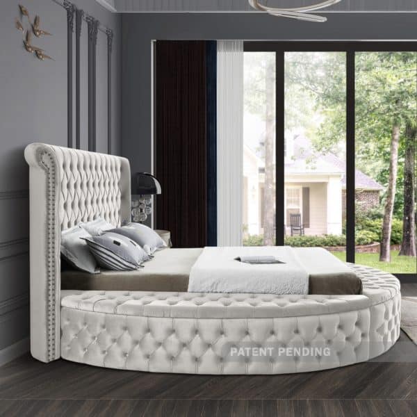 Luxus Cream Velvet Full Bed - Image 5