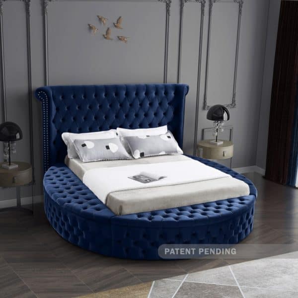 Luxus Blue Velvet Full Bed