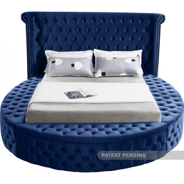 Luxus Blue Velvet Queen Bed - Image 2