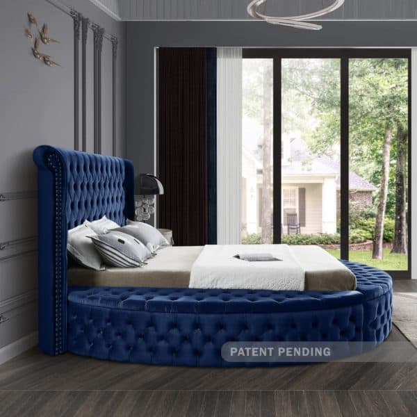 Luxus Blue Velvet Queen Bed - Image 5