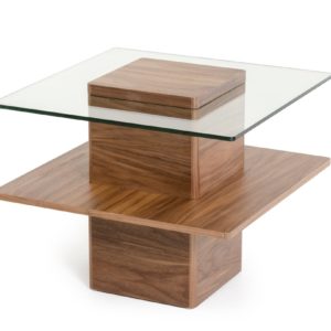 Modrest Clarion Modern Walnut and Glass End Table