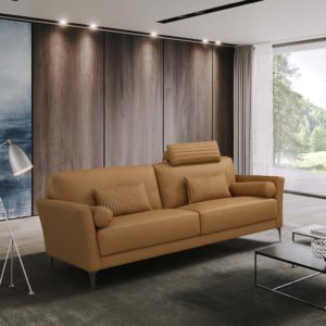 Tussio Tan Italian Leather Sofa