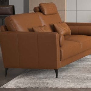 Tussio Tan Italian Leather Loveseat