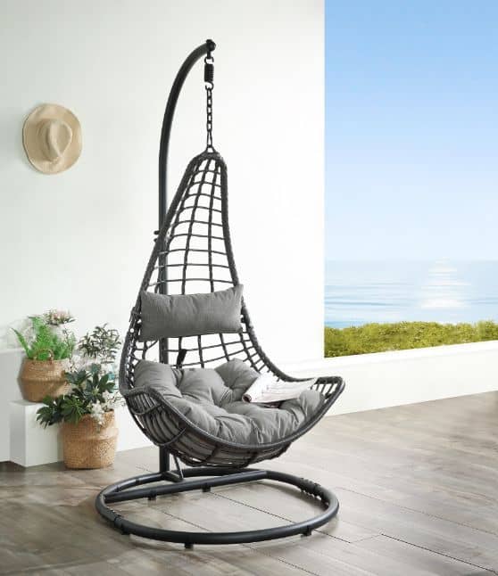 Uzae Grey Patio Swing Chair