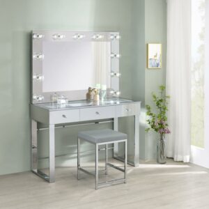 Chrome Vanity Table with Stool