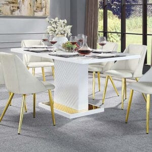 Gaines White High Gloss 5 pc Table Set