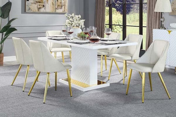 Gaines White High Gloss 5 pc Table Set